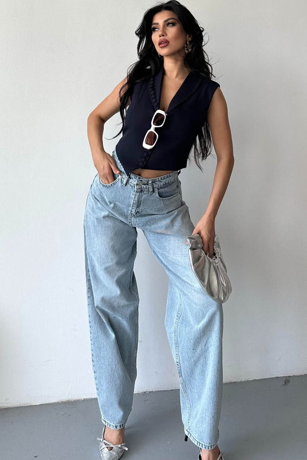 Tokalı Baggy Kot Pantolon - 27297