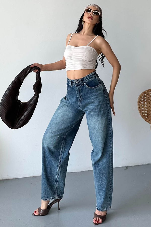 Tokalı Baggy Kot Pantolon - 27297