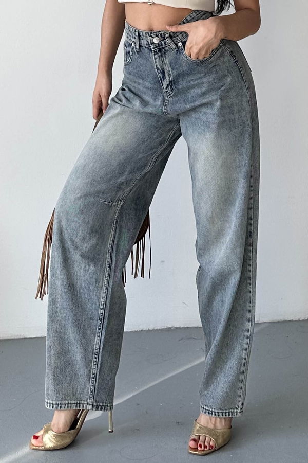 Tokalı Baggy Kot Pantolon - 27297
