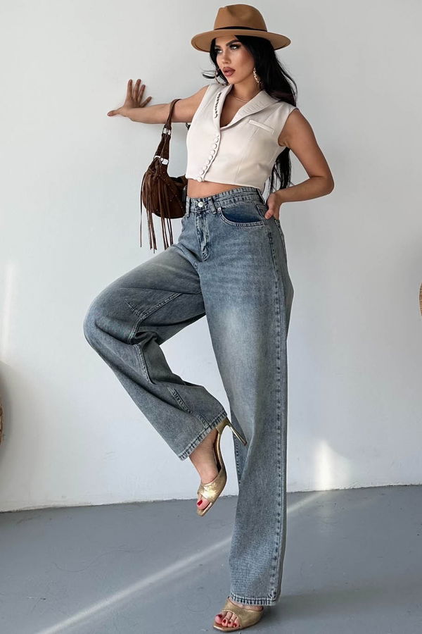 Tokalı Baggy Kot Pantolon - 27297