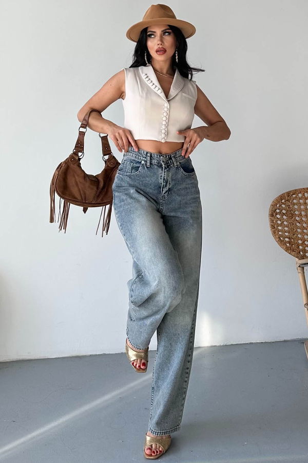 Tokalı Baggy Kot Pantolon - 27297