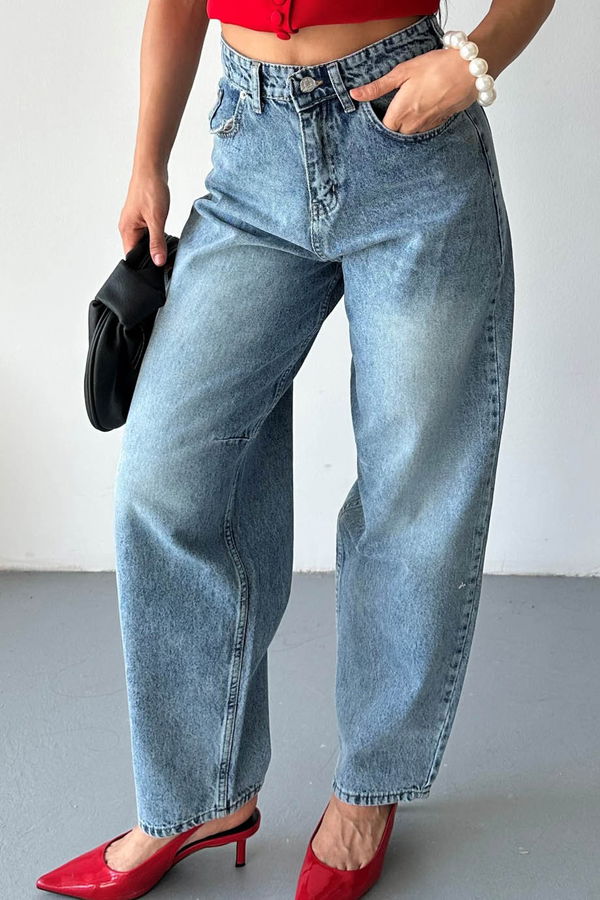 Tokalı Baggy Kot Pantolon - 27297