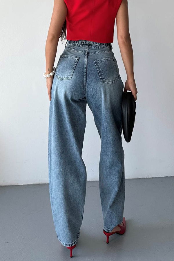 Tokalı Baggy Kot Pantolon - 27297