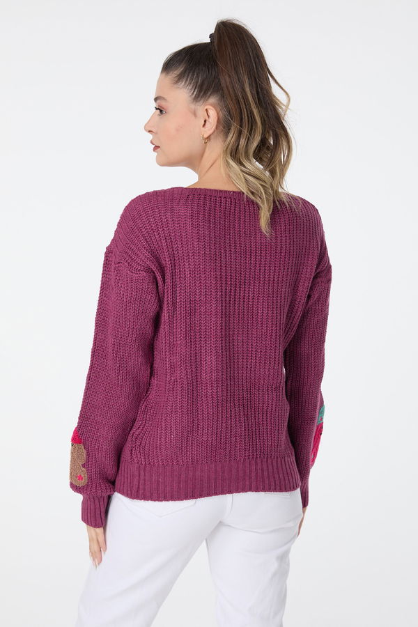 Düz Orta Kadın Pembe Triko Hırka - 23506