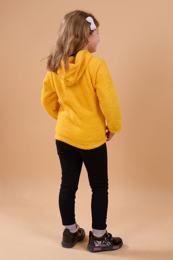 Erkek Çocuk Sarı Peluş Kapşonlu Sweat - 23794 Sarı