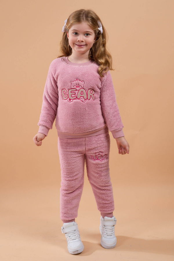 Kız Çocuk Pembe Peluş Takım - 23799 PEMBE