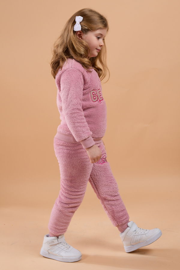 Kız Çocuk Pembe Peluş Takım - 23799 PEMBE