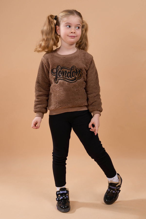 Erkek Çocuk Kahverengi Peluş Sweat - 23795