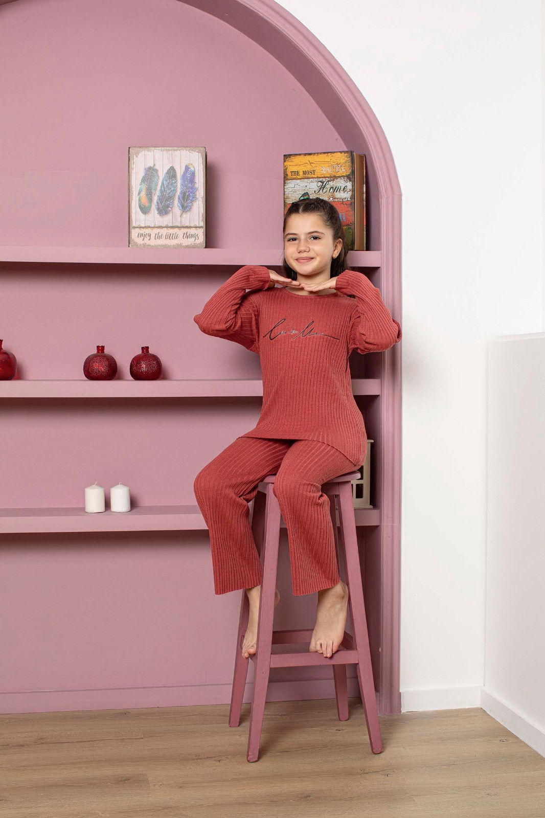 Kız Çocuk Pembe Pijama Takımı - 23937 PEMBE