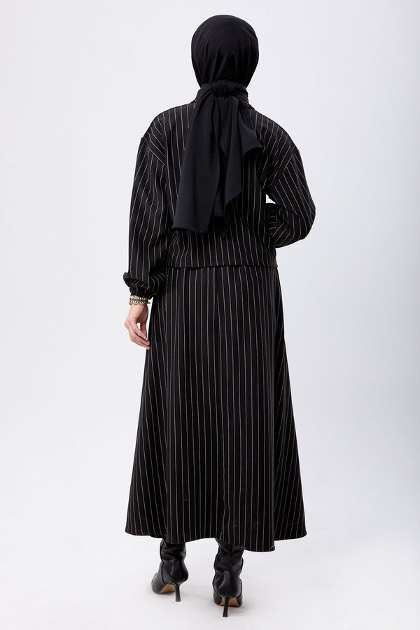 Düz Gömlek Yaka Kadın Siyah Bolero+Etek - 24045 SİYAH