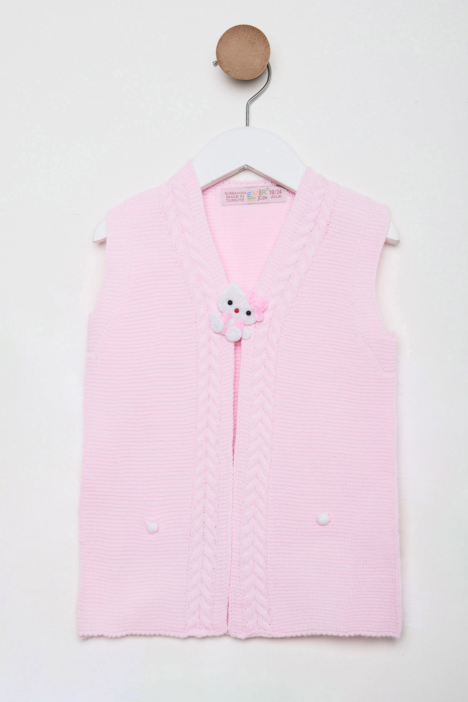 Kız Çocuk Pembe Bebek Triko Yelek - 24069 PEMBE