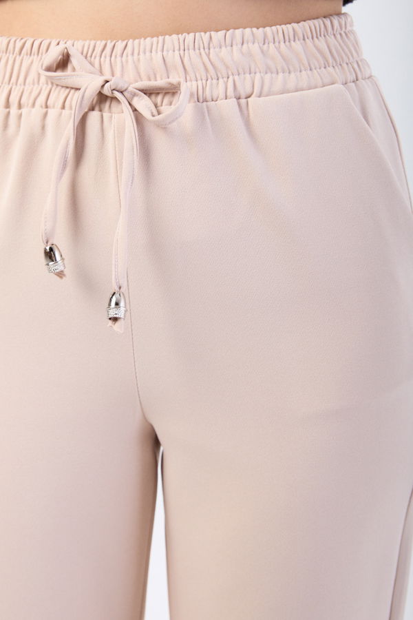 Düz Orta Kadın Bej Spor Pantolon - 24141 BEJ