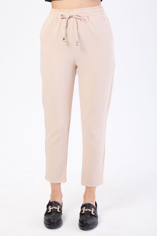 Düz Orta Kadın Bej Spor Pantolon - 24141 BEJ
