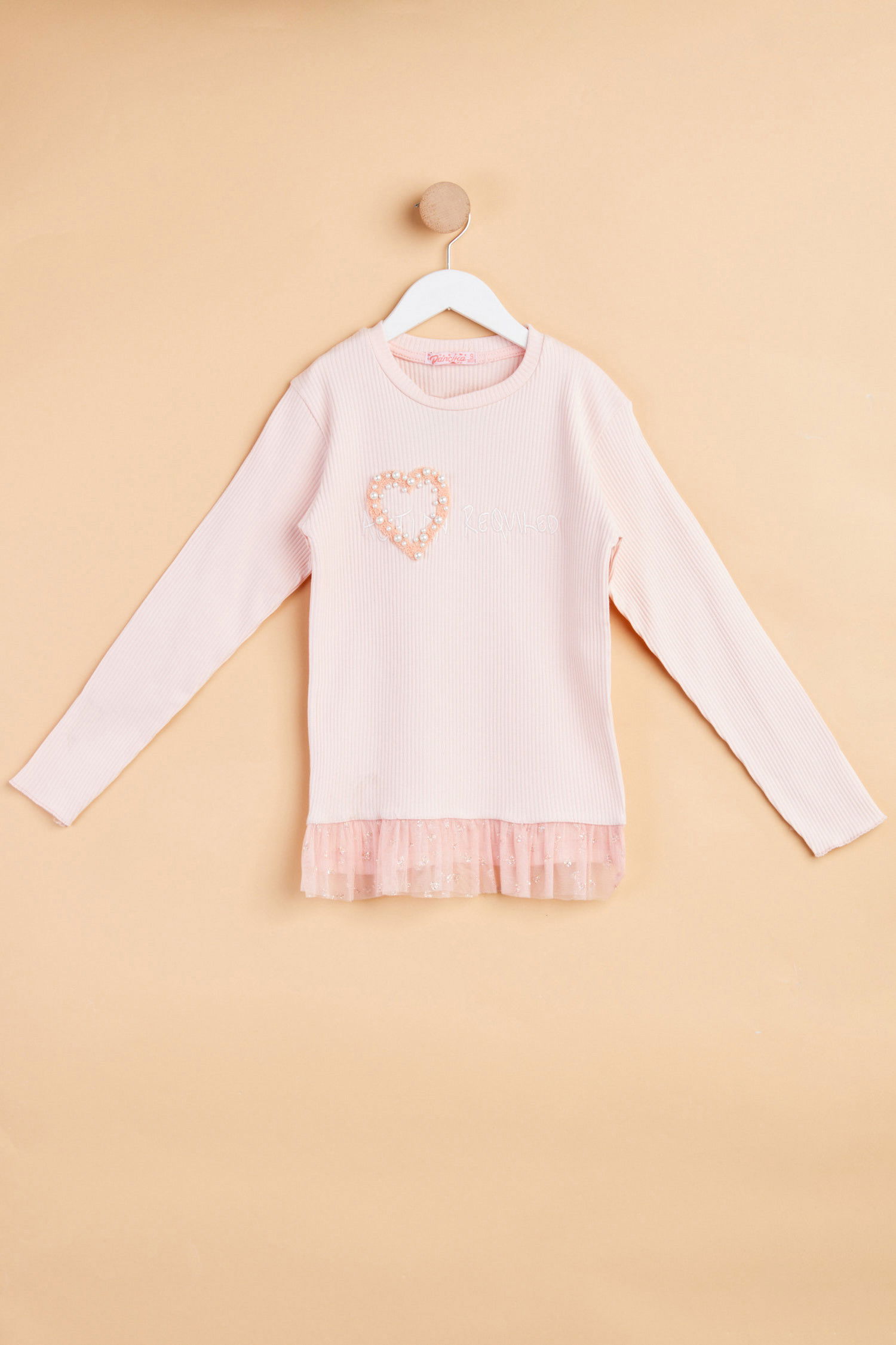 Erkek Çocuk Pembe İnci Ve Tül Detaylı Bluz - 24956 PEMBE