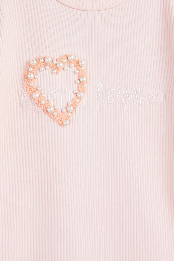 Erkek Çocuk Pembe İnci Ve Tül Detaylı Bluz - 24956 PEMBE