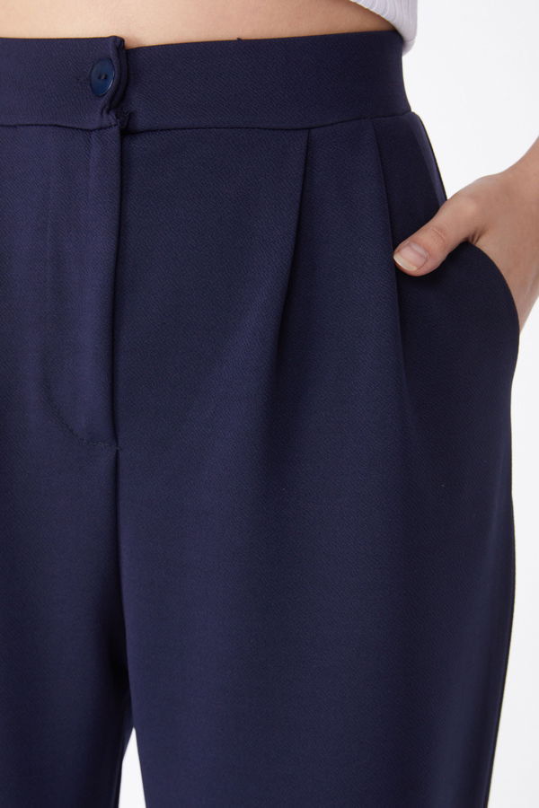 Düz Orta Kadın Lacivert Bol Pantolon - 25253 LACİVERT