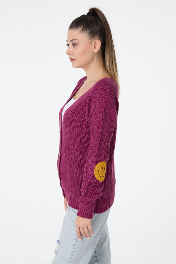 Düz Orta Kadın Pembe Triko Hırka - 23508