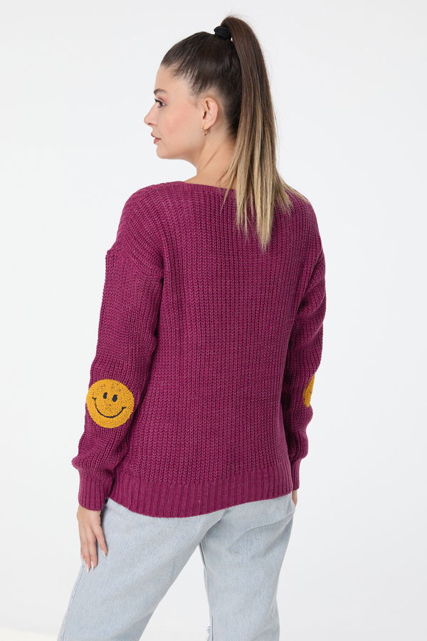 Düz Orta Kadın Pembe Triko Hırka - 23508