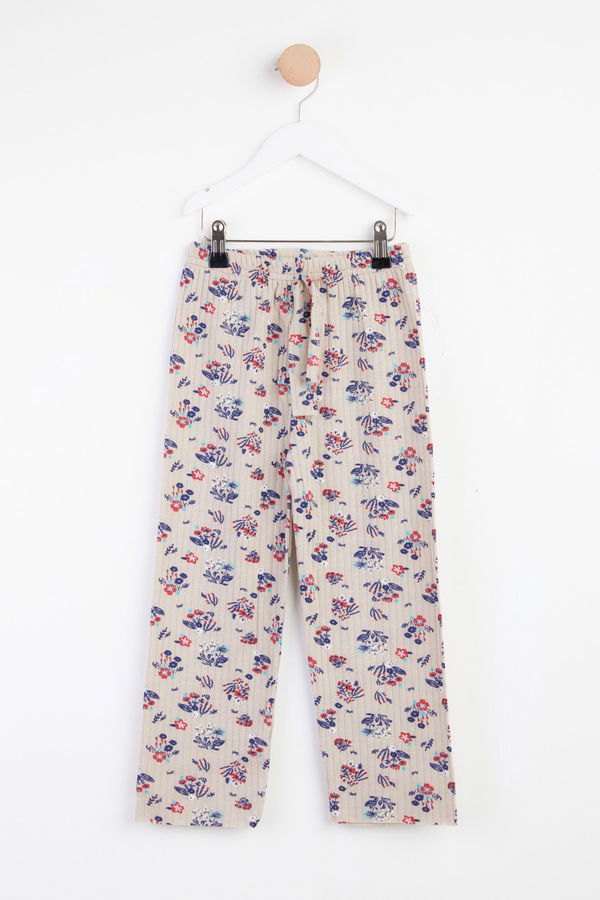 Kız Çocuk Bej Desenli Pijama Altı - 25445 BEJ