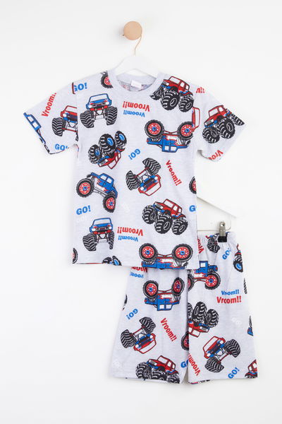 Erkek Çocuk Gri Baskılı T-shirt + Kapri - 25418