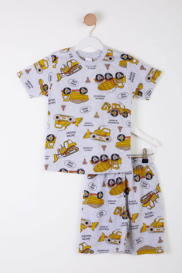 Erkek Çocuk Sarı Baskılı T-shirt + Kapri - 25570 Sarı