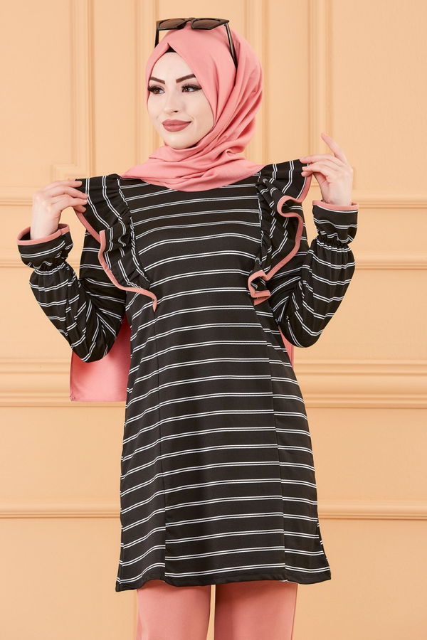 Düz Orta Kadın Pembe TUNIK PANTOLON - 20157 PEMBE