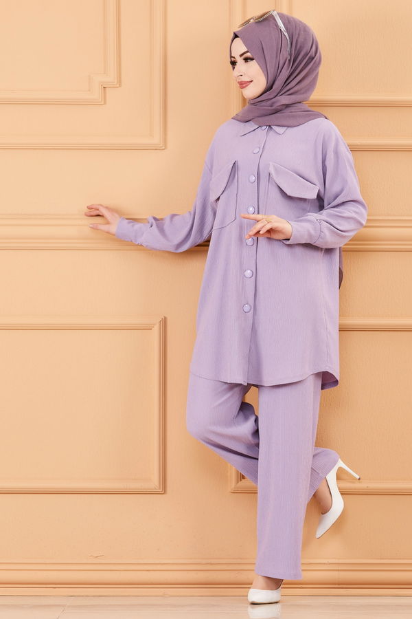 Düz Orta Kadın Lila TUNIK PANTOLON - 20160