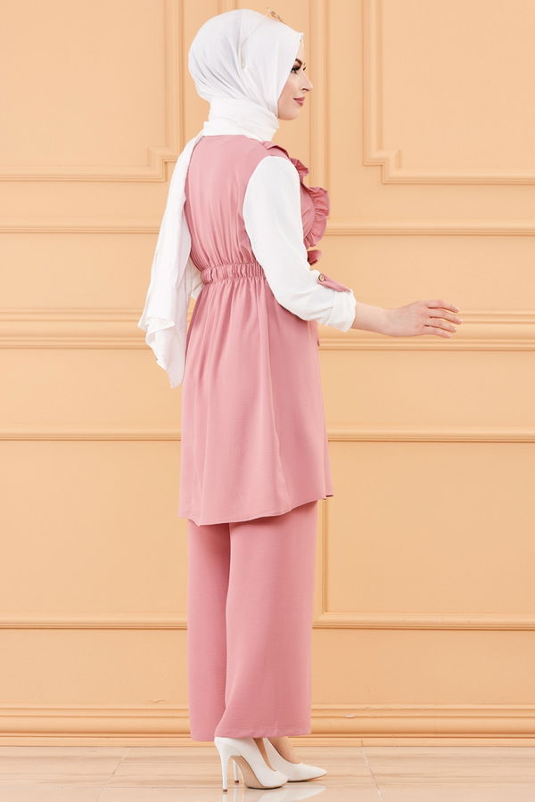 Düz Orta Kadın Pembe TUNIK PANTOLON - 20174