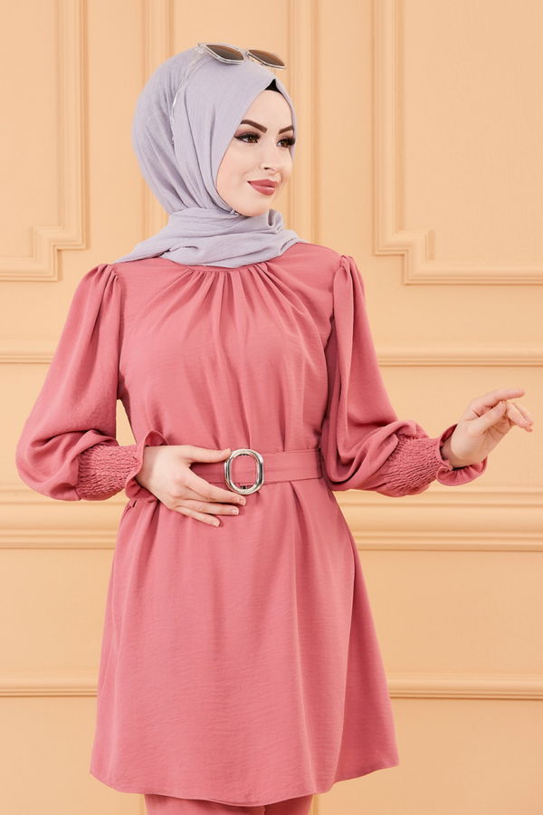 Düz Orta Kadın Pembe TUNIK PANTOLON - 20104
