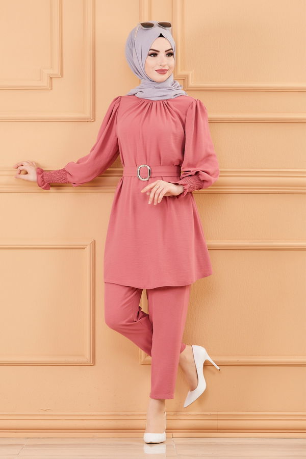 Düz Orta Kadın Pembe TUNIK PANTOLON - 20104