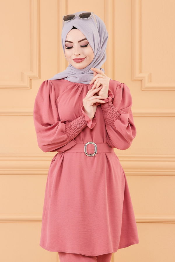 Düz Orta Kadın Pembe TUNIK PANTOLON - 20104