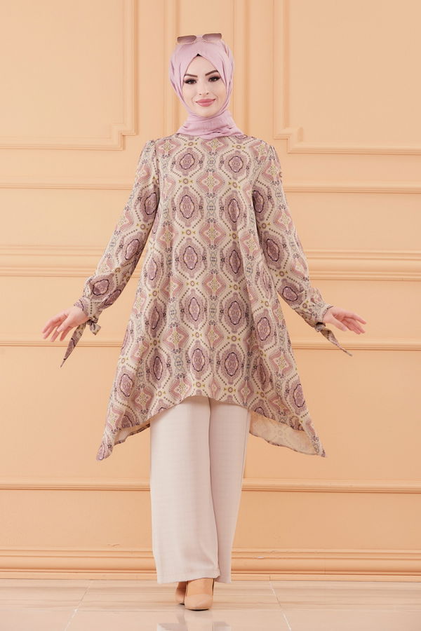 Düz Orta Kadın Pembe TUNIK PANTOLON - 20550 PEMBE
