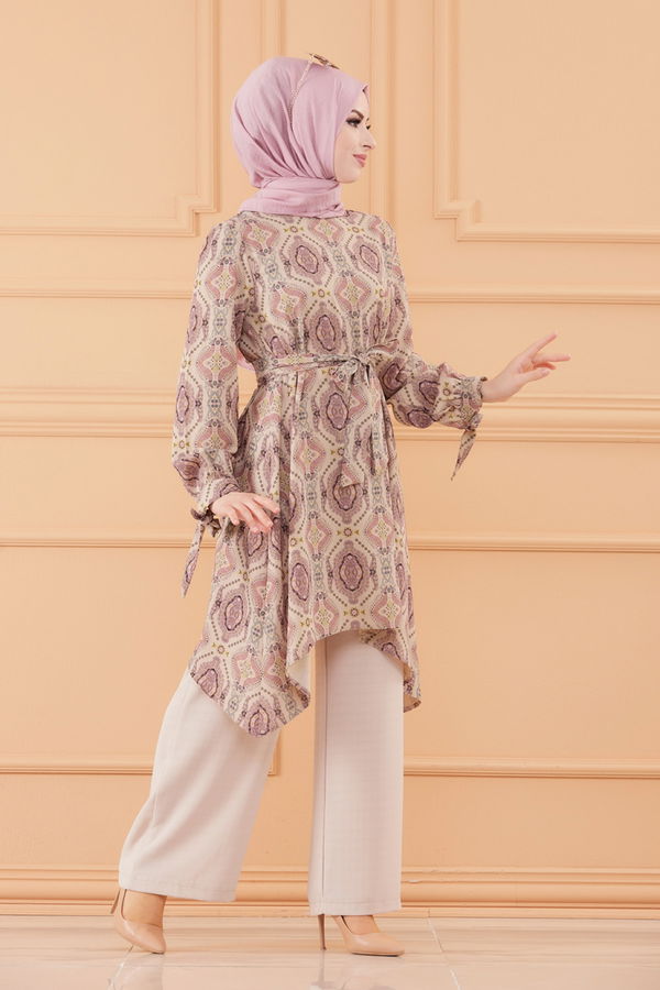 Düz Orta Kadın Pembe TUNIK PANTOLON - 20550 PEMBE
