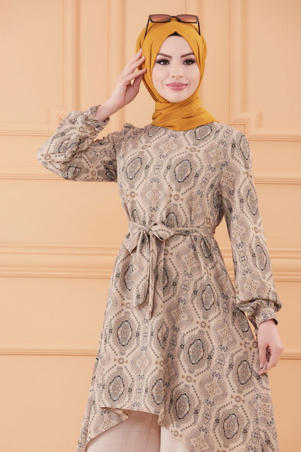 Düz Orta Kadın Gri TUNIK PANTOLON - 20550 GRİ