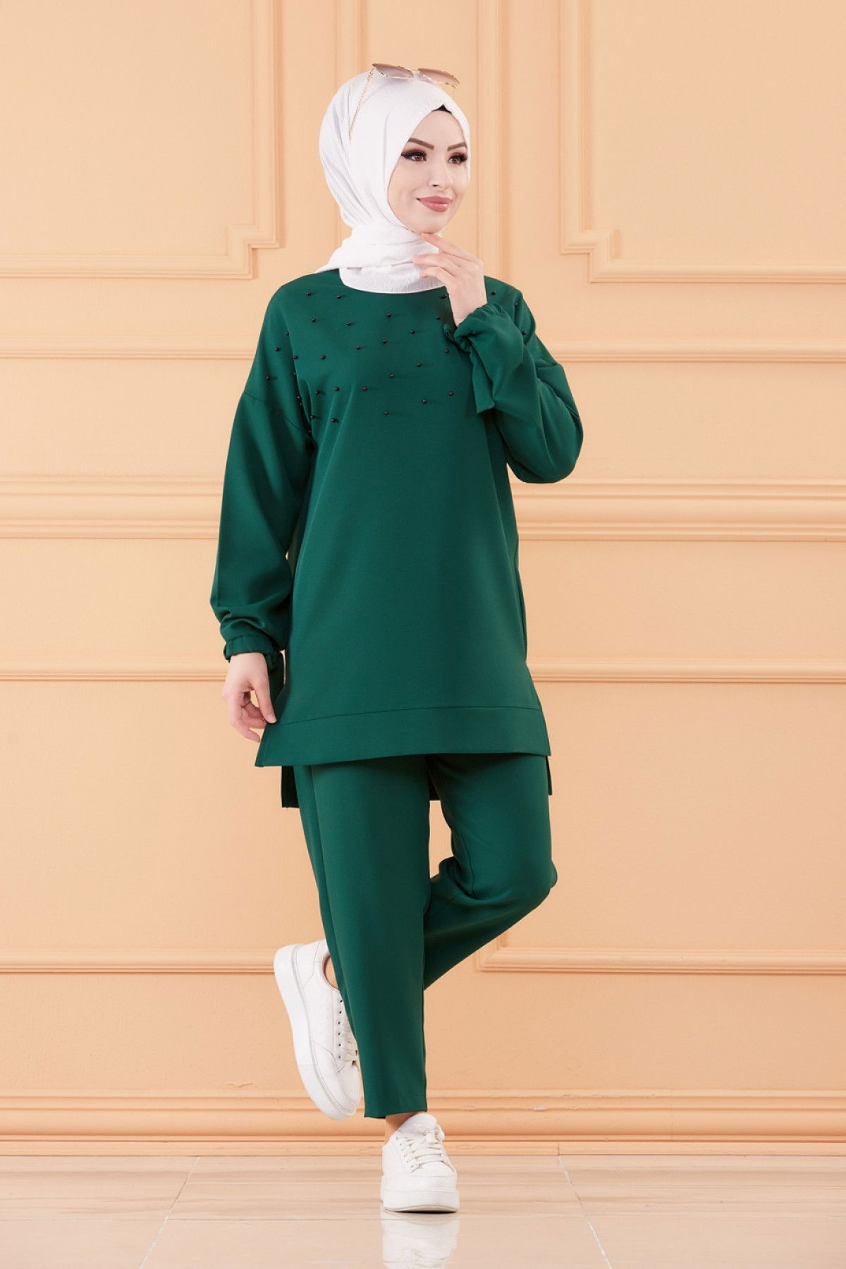 Düz Orta Kadın Yeşil TUNIK PANTOLON - 3502