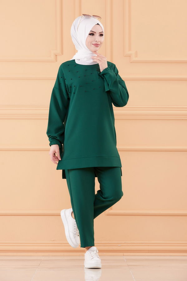 Düz Orta Kadın Yeşil TUNIK PANTOLON - 3502
