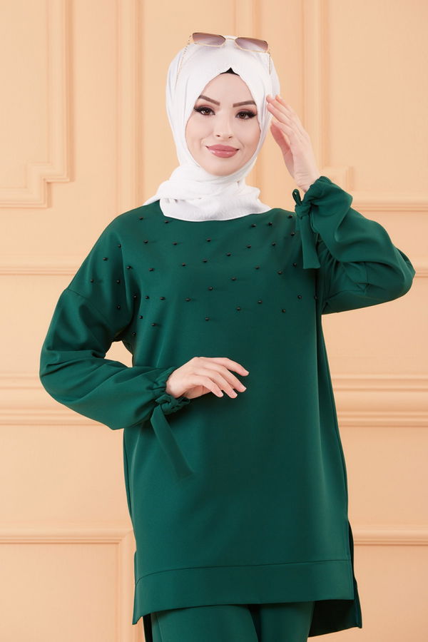 Düz Orta Kadın Yeşil TUNIK PANTOLON - 3502