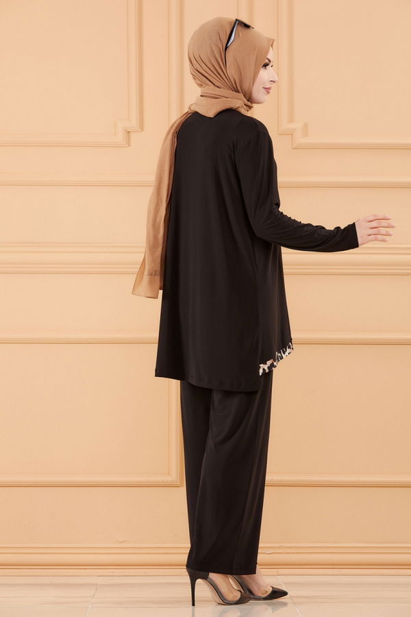 Düz Orta Kadın Kahverengi TUNIK PANTOLON - 20584 KAHVERENGİ