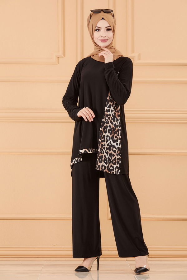Düz Orta Kadın Kahverengi TUNIK PANTOLON - 20584 KAHVERENGİ