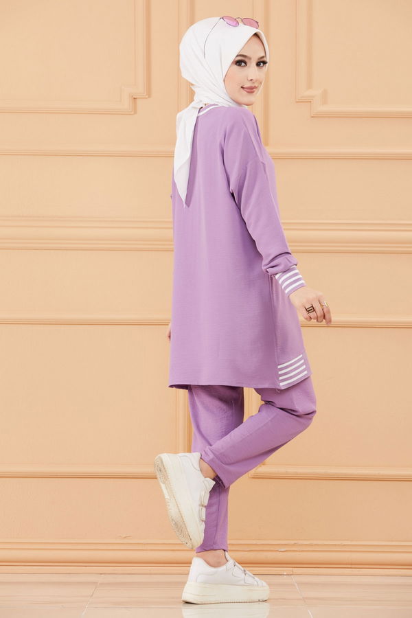 Düz Orta Kadın Lila TUNIK PANTOLON - 20634 LİLA