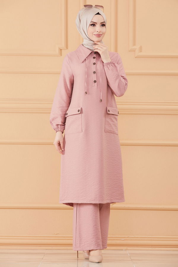 Düz Orta Kadın Pembe TUNIK PANTOLON - 20632