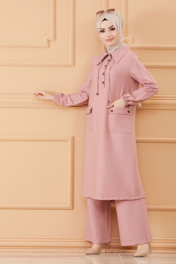 Düz Orta Kadın Pembe TUNIK PANTOLON - 20632