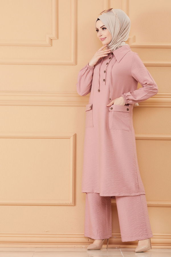 Düz Orta Kadın Pembe TUNIK PANTOLON - 20632