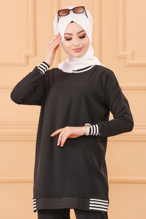 Düz Orta Kadın Siyah TUNIK PANTOLON - 20634