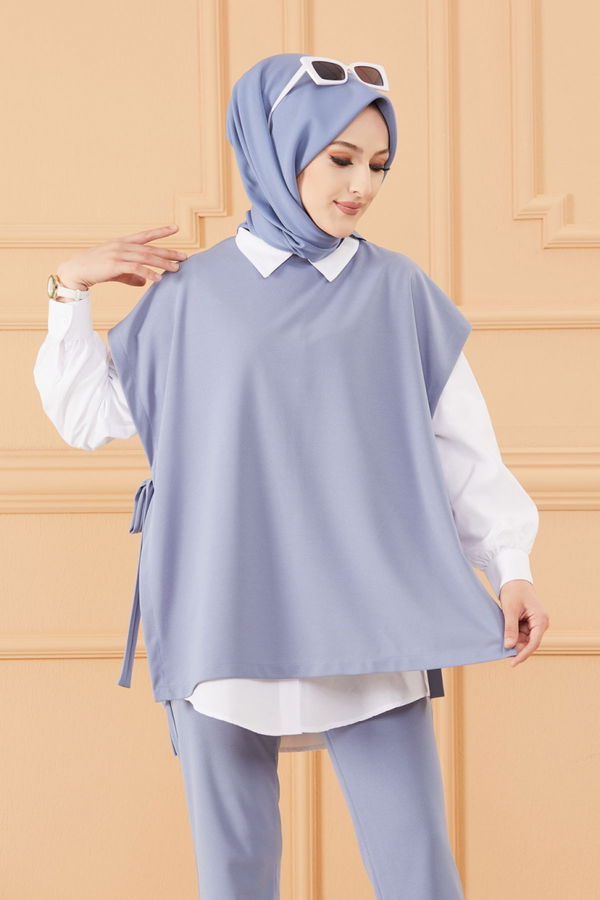 Düz Orta Kadın Mavi SUVETER PANTOLON - 20642 MAVİ