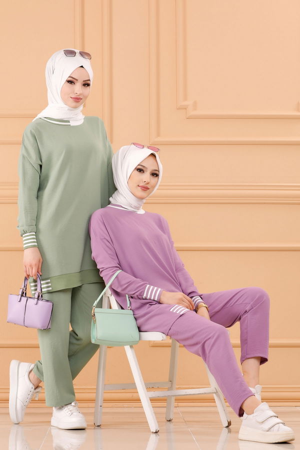 Düz Orta Kadın Yeşil TUNIK PANTOLON - 20634
