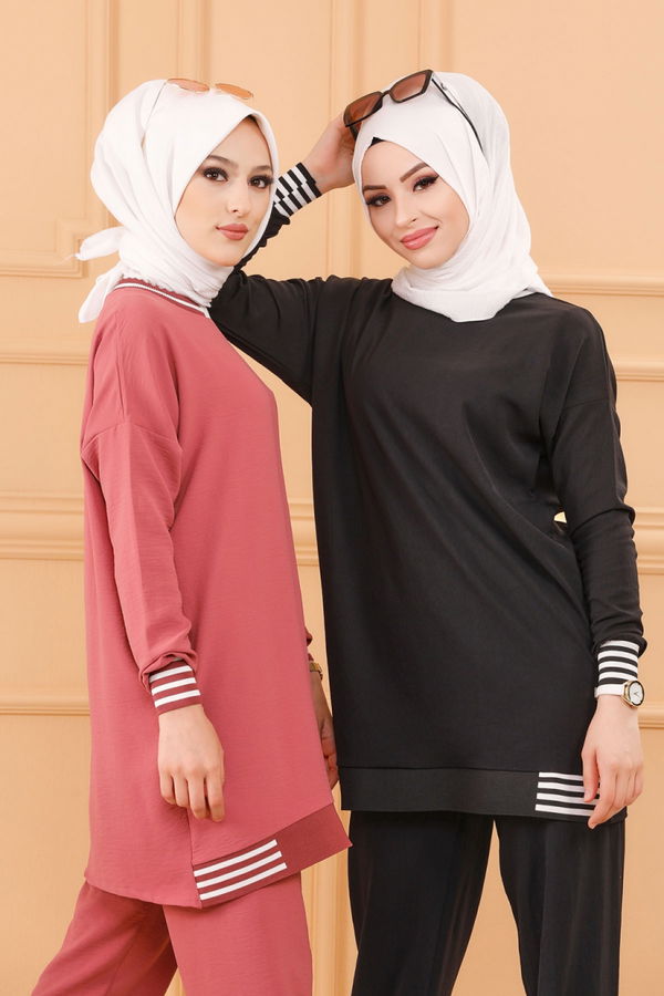 Düz Orta Kadın Siyah TUNIK PANTOLON - 20634