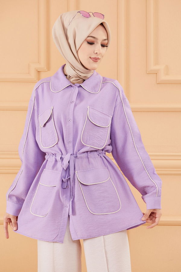 Düz Orta Kadın Lila TUNIK PANTOLON - 20649