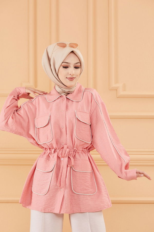 Düz Orta Kadın Pembe TUNIK PANTOLON - 20649 PEMBE