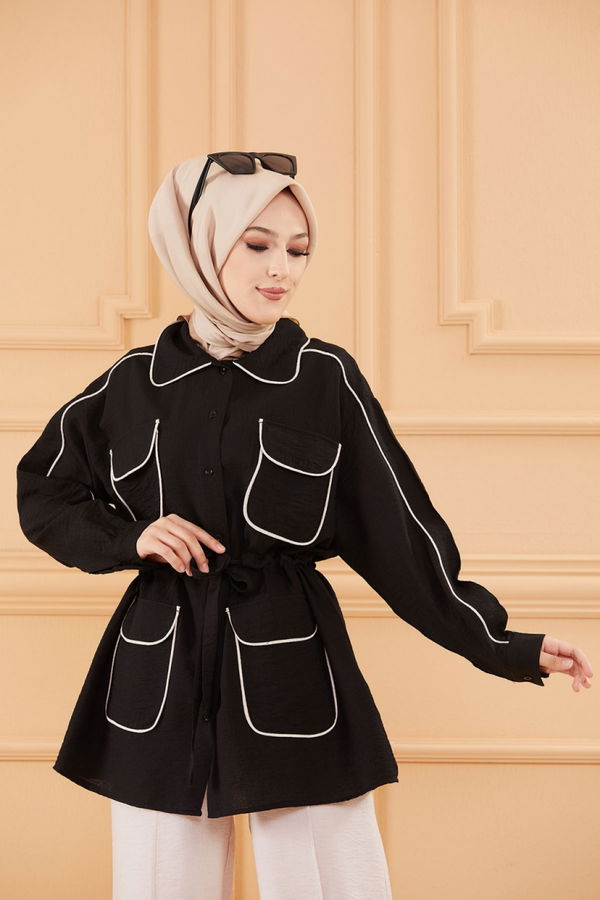 Düz Orta Kadın Siyah TUNIK PANTOLON - 20649 SİYAH
